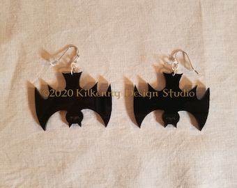 Hanging Bat Drop Earrings, Dangle Earrings, Halloween Earrings