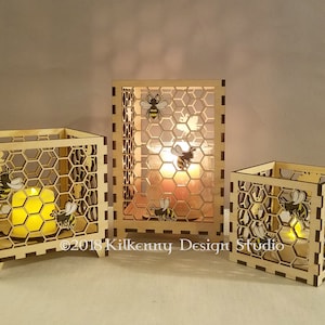 Candelabro de abeja de miel, linterna de madera, centro de mesa, decoración de primavera para el hogar, regalos de abejorro para mujeres, portavelas de té, panal