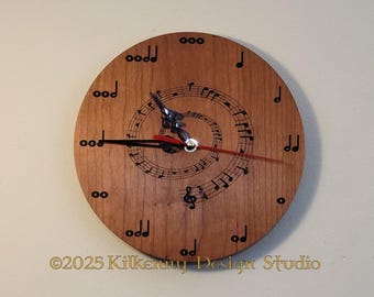 Reloj de pared con notas musicales, reloj a pilas, regalo para profesores de música, regalo para músicos, para estudios de piano, decoración musical, para amantes de la música