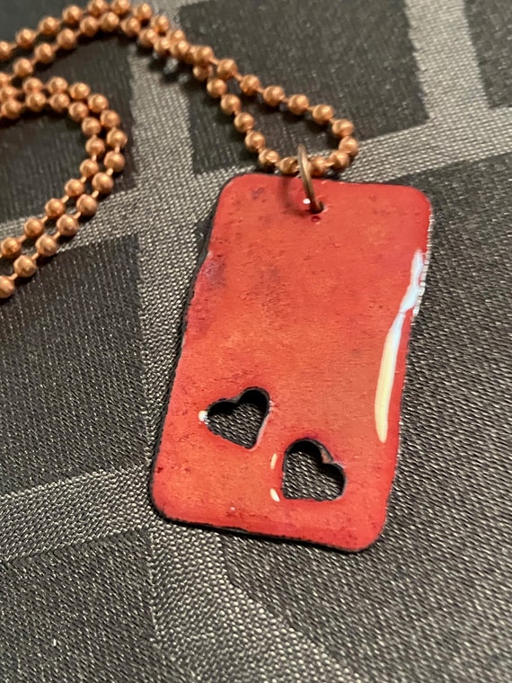 Artist-made "Hope" dog tag-shaped pendant;  ename… - image 4