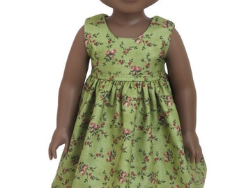 14" doll dress.  Green with tiny roses.