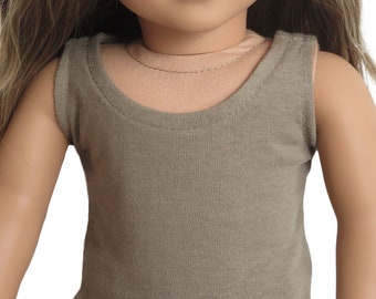 18 inch tank top.  Dark taupe.  American made girl and boy doll clothes.