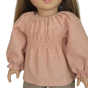 18 inch doll top.  Cottage rose with shirred bodice.  American made girl doll clothes.