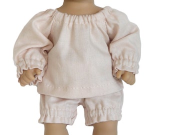 8 inch doll top and pants.  Whisper pink peasant blouse and bloomers.  Fits Caring for Baby doll.