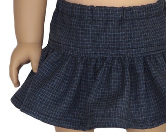 18 American Made Girl Doll Clothes. near black Dark Gray Striped Homespun Skirt