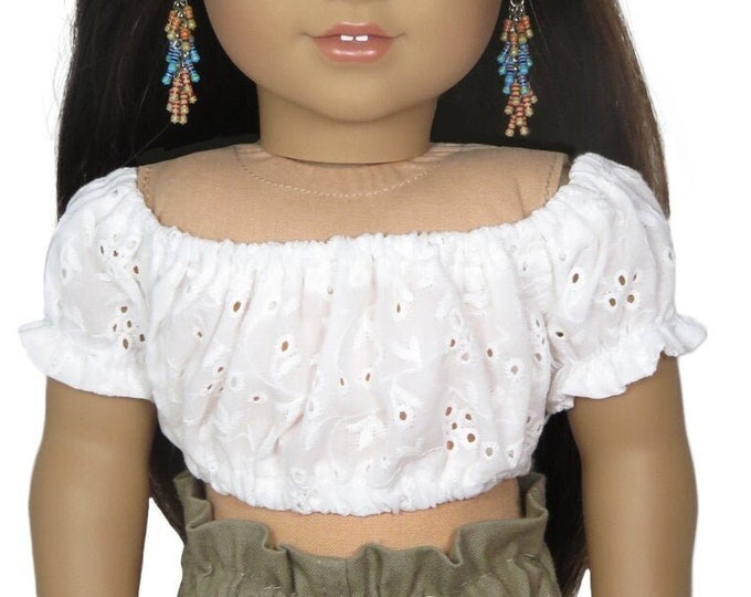 18 Inch Doll Crop Top. White Eyelet Peasant Blouse. American Made Girl ...