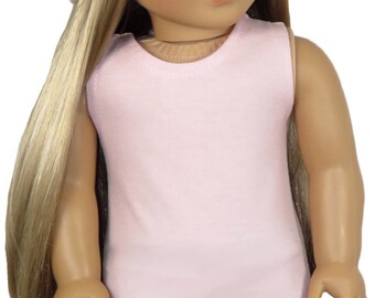 Fits Like American Girl Doll Clothes. Peony Pink Tank Top for 18 Inch Dolls.