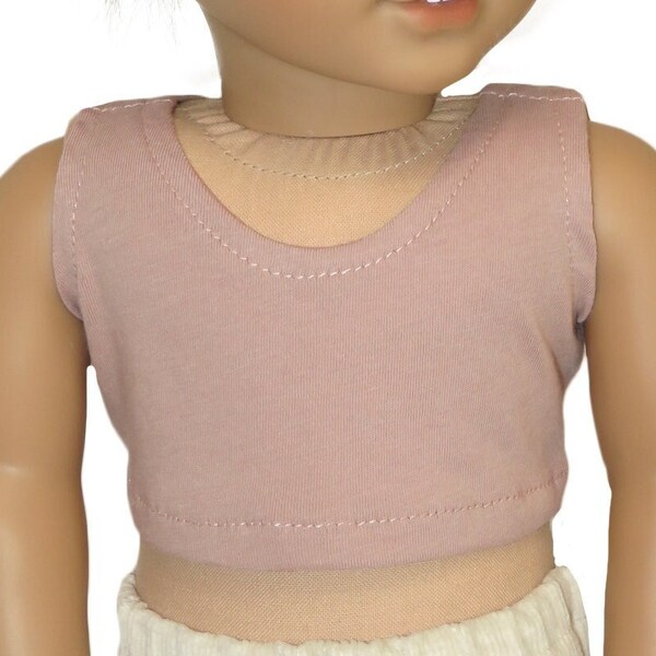 18" doll muddy pink crop tank top.  18 inch American made girl doll clothes.
