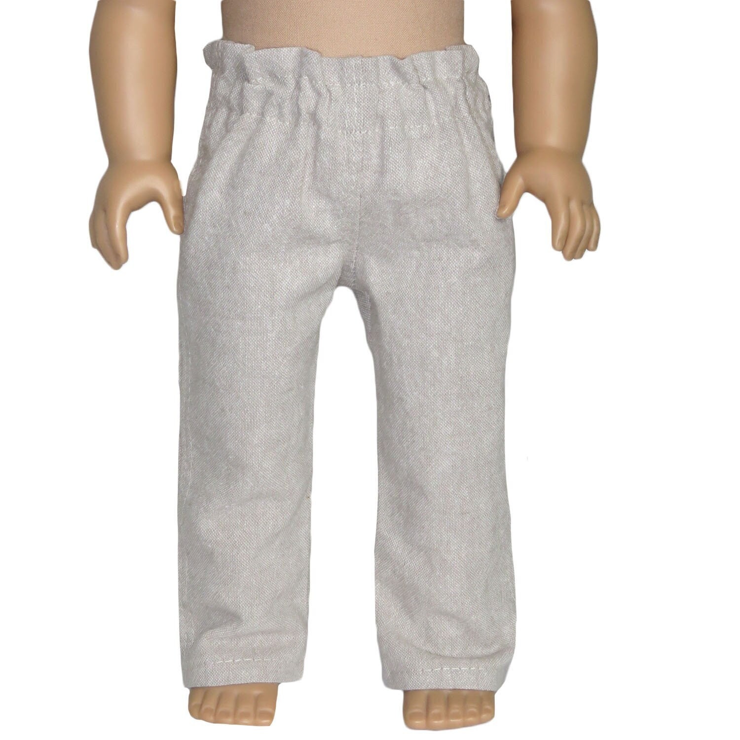 18 Doll Pants. Natural Linen-blend 