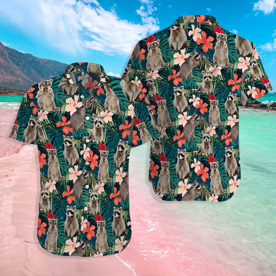 Discover Raccoon Hawaiian Shirt, love Raccoon Beach Shirt, Summer Vacation Shirt