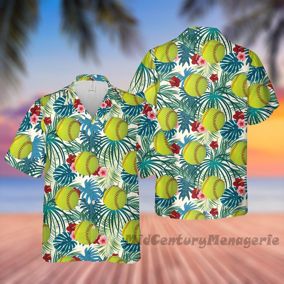 Softball Hawaiian Shirtsoftball Beach Shirt Love Softball Etsy