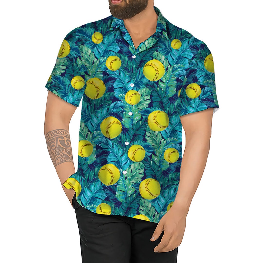 Softball Hawaiian Shirt Softball Beach Shirt Softball Summer Etsy