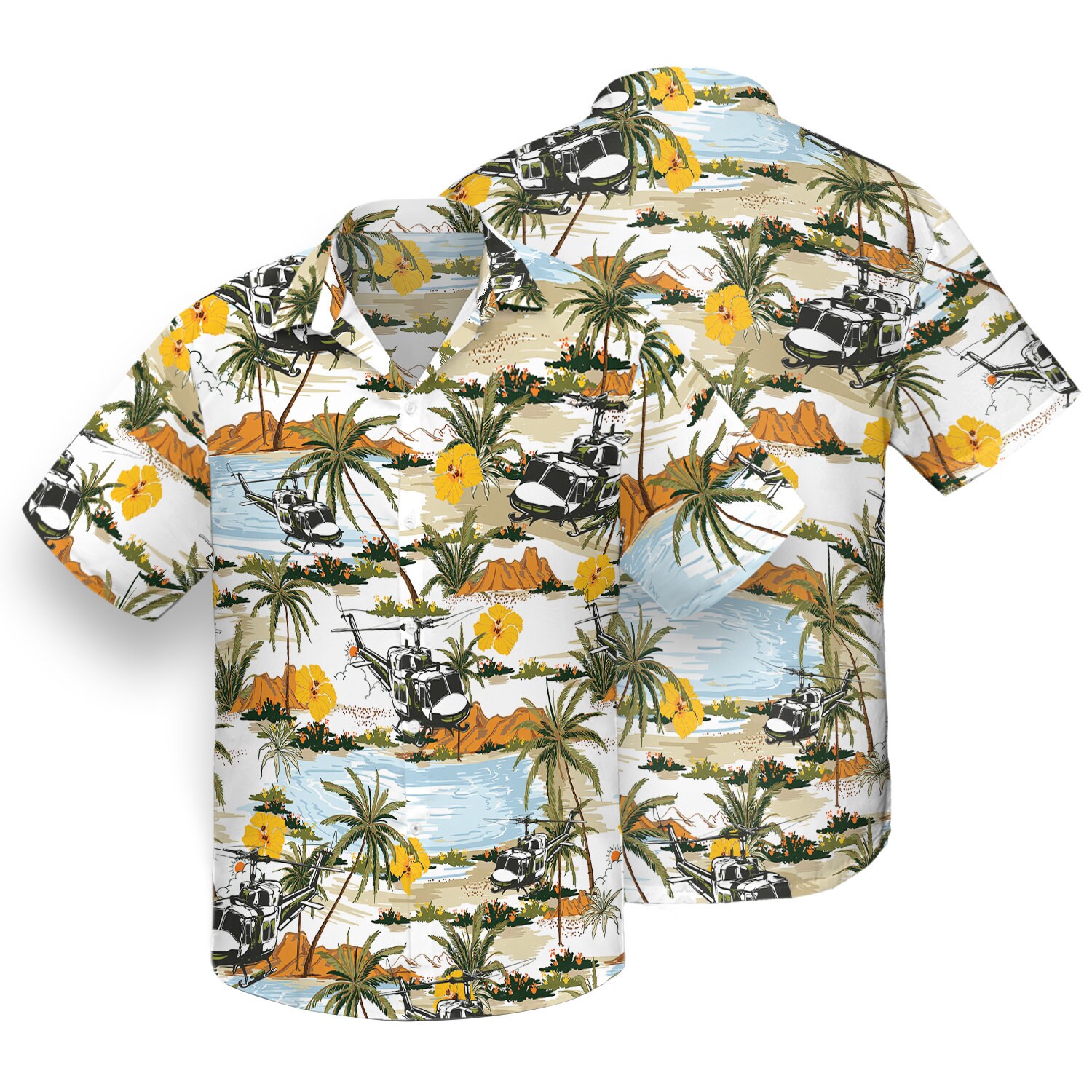 Helicopter Summer Hawaiian Shirt Shorts, Pilot Summer