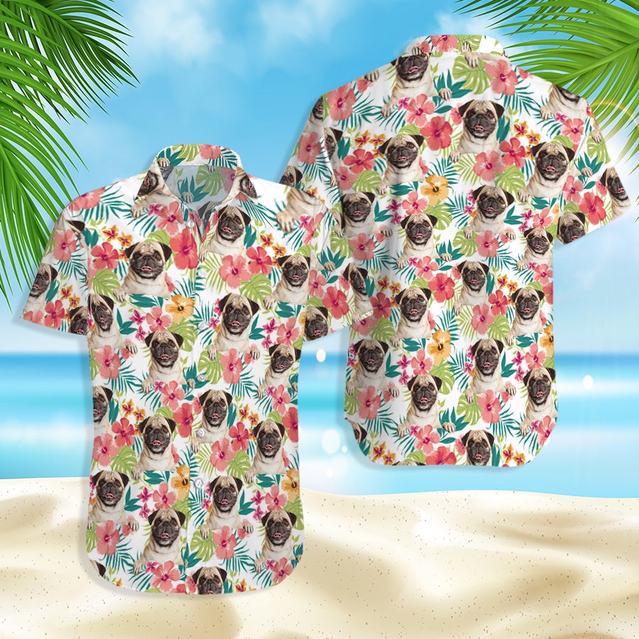 Discover Pug Dog Hawaiian Shirt for Men, Women, Pug Dog Aloha Shirt Summer