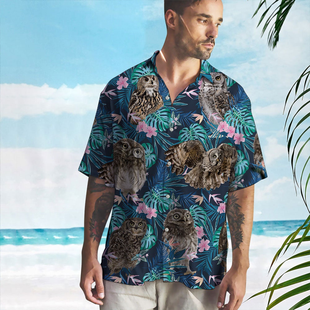 Discover Funny Owl Hawaiian Shirt, Lovely Owl Beach Shirt, Owl Summer Shirt