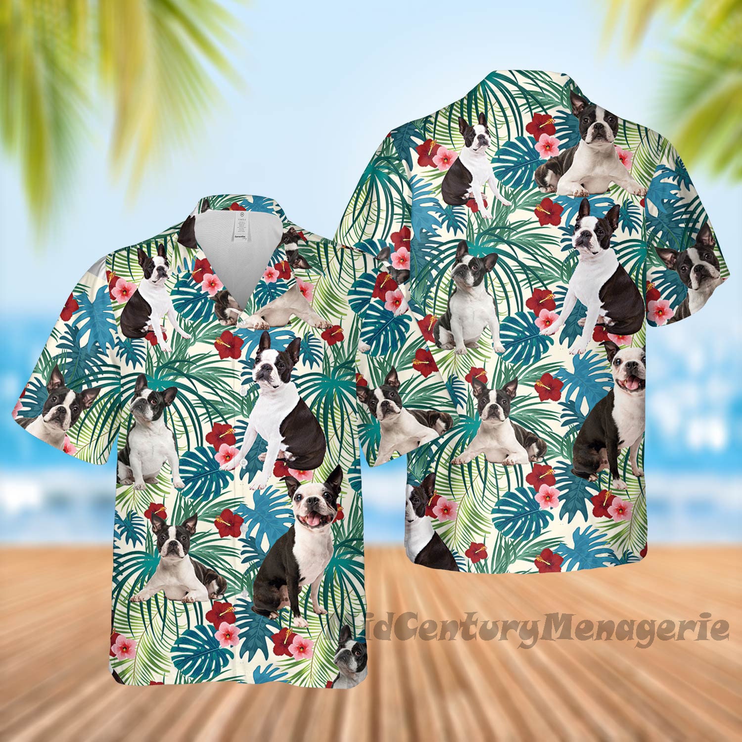 Boston Terrier dog Hawaiian Shirt, love dog Beach Shirt, cute dog Summer