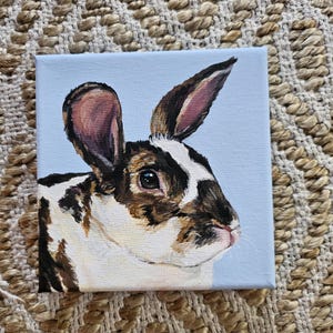 Custom Bunny Rabbit Portrait Painting Personalized on 6x6 5x7 Canvas Art Modern Decor Pet Memorial Love image 13