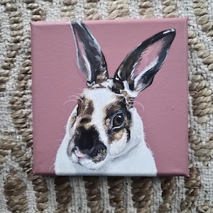 Custom Bunny Rabbit Portrait Painting Personalized on 6x6 5x7 Canvas Art Modern Decor Pet Memorial Love image 9