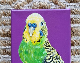 Custom Bird Portrait Painting Parrot Personalized on 6x6 5x7 Canvas Art Modern Decor Pet Memorial Love