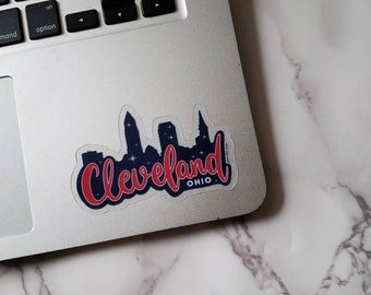 Cleveland Guardians Indians Skyline Vinyl Sticker Baseball  Gift for Him Lover CLE Hydro Flask Water Bottle Believeland Ohio Yeti Tumbler