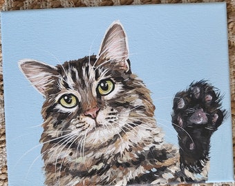 Custom Hand-Painted Pet Portrait on 8x10 Canvas — Personalized Dog Cat Memorial Gift, Two Pet Painting, Acrylic Animal Portrait Art