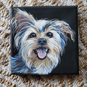 Custom Dog Portrait Painting Personalized on 6x6 Canvas Art Modern Decor Pet Memorial Love