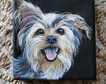 Custom Dog Portrait Painting Personalized on 6x6 Canvas Art Modern Decor Pet Memorial Love