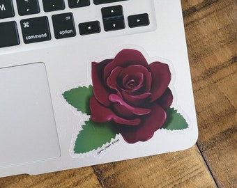 Rose Clear Sticker VSCO Dark Red Maroon Vinyl Sticker Car Clear Laptop MacBook Sailor Moon Lovers Plant Mom Hyrdo Flask Florist