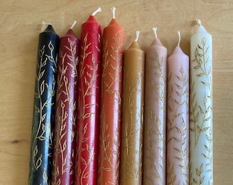 Gold Leaf Engraved Taper Candles