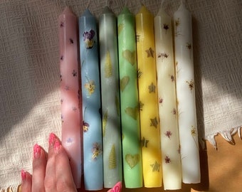 Pressed Flower Taper Candles