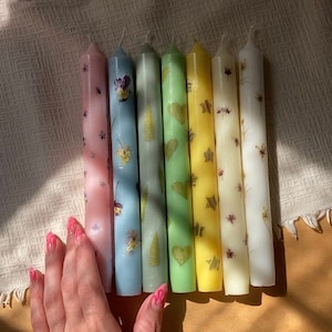 Pressed Flower Taper Candles