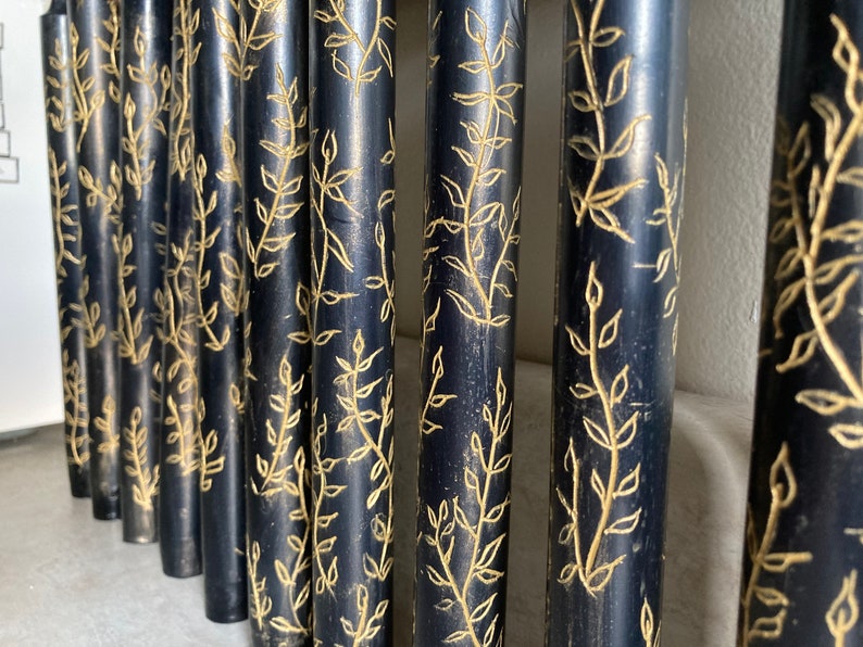 Gold Leaf Engraved Taper Candles Etsy