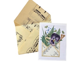 Antique Music Pressed Flower Cards