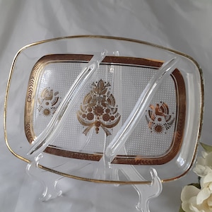 George Briard Mid Century Divided Glass Tray Birds Doves