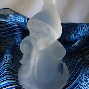 Campana de vidrio esmerilado Goebel, duende navideño con etiqueta original y badajo vintage