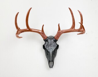ANY COLOR Large Faux Deer Skull Wall Mount | Buck Antlers | Faux Taxidermy | Home Decor | Stag | Painted Animal Head | Boho Nursery | Cabin