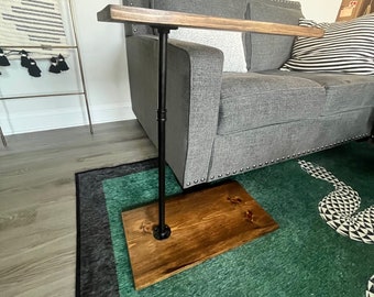 Rustic C-Table | Industrial Pipe Wood Side Table | Flat Top End Table | Night Stand | Farmhouse Sofa Tray | Swivel End Table | Storage Shelf