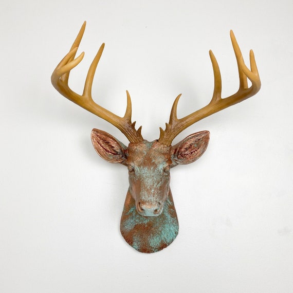 Any Color Or Patina Xl Deer Head Wall Mount Faux Taxidermy - Deer Head Wall Mount Taxidermy Any Color Or Patina Xl Deer Head Wall Mount Faux Taxidermy - Deer Head Wall Mount Taxidermy