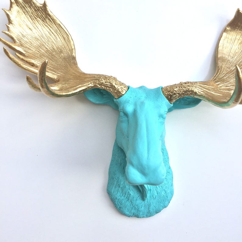ANY COLOR Fake Moose Head Wall Mount | Elk Antlers | Faux Taxidermy | Man Cave | Wildlife Camp Room shops | Lodge Decor | Woodland Nursery
