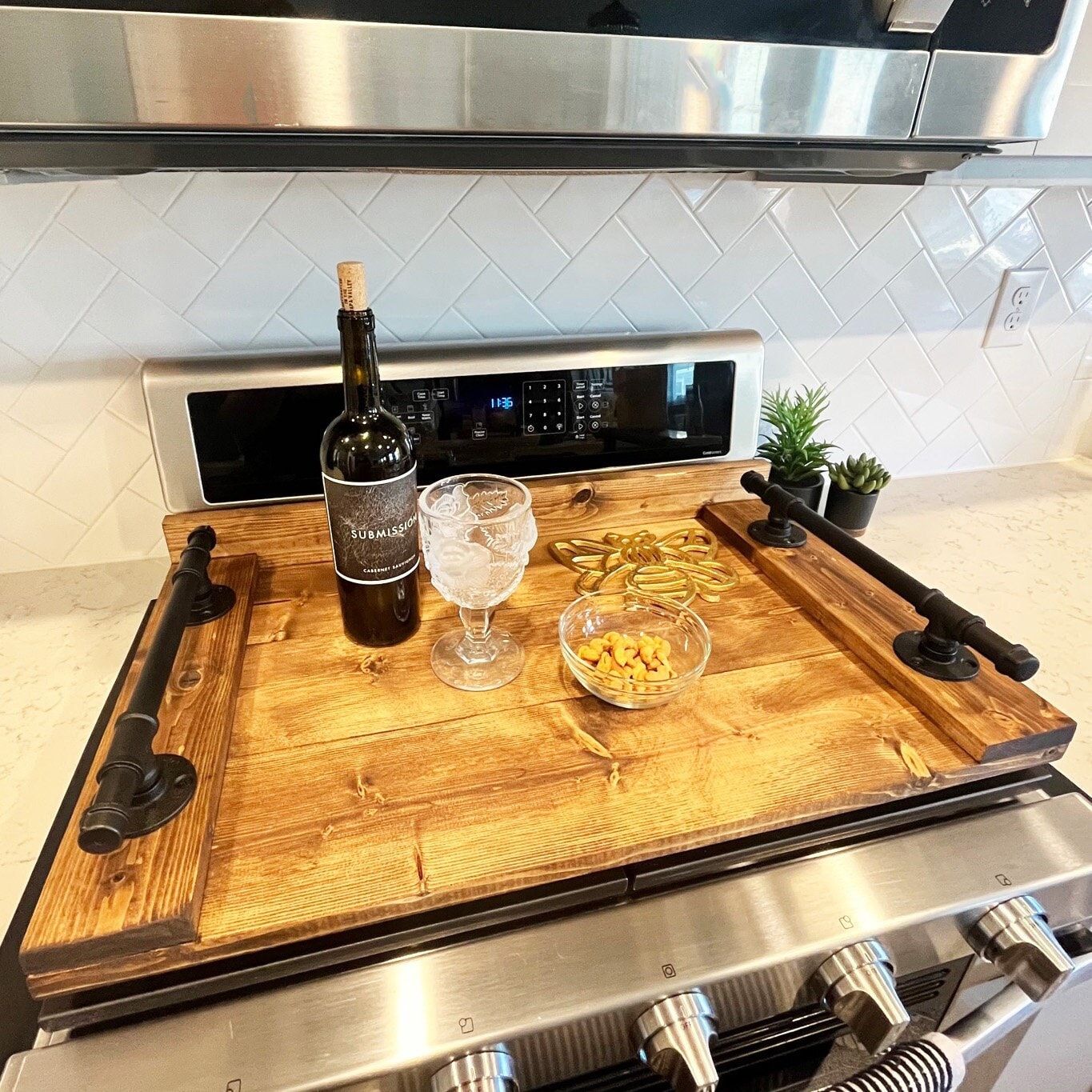 Personalized Noodle Board for Stove Top. Hand Made Hard Wood Gas or  Electric Range Cover. Real Cherry, Walnut, Maple. No Stains. Food Safe. 