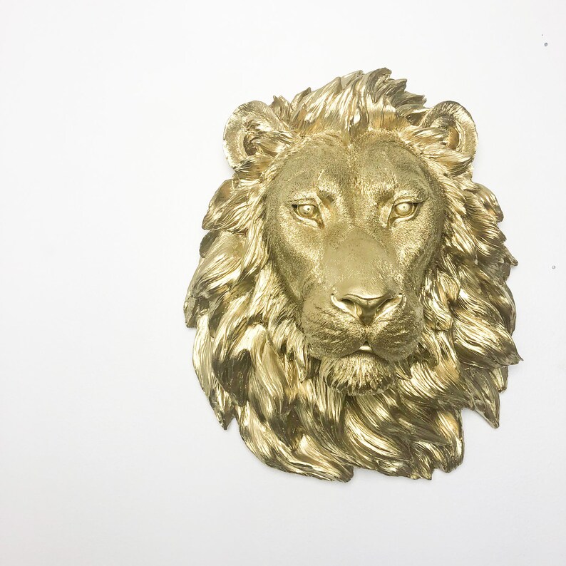 Any Color Or Gold Lion Head Wall Mount Faux Taxidermy 3d Plaque Safari Nursery Animal Decor King Jungle Theme