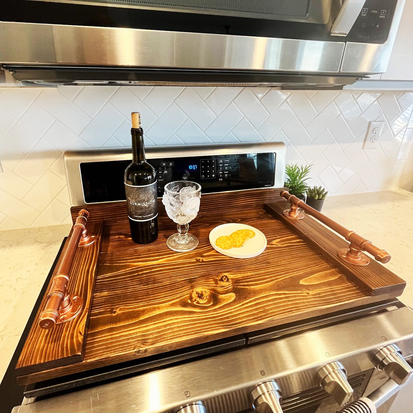 CUTTING BOARD Wood Stove Top Cover for Gas Stove. Walnut or Maple