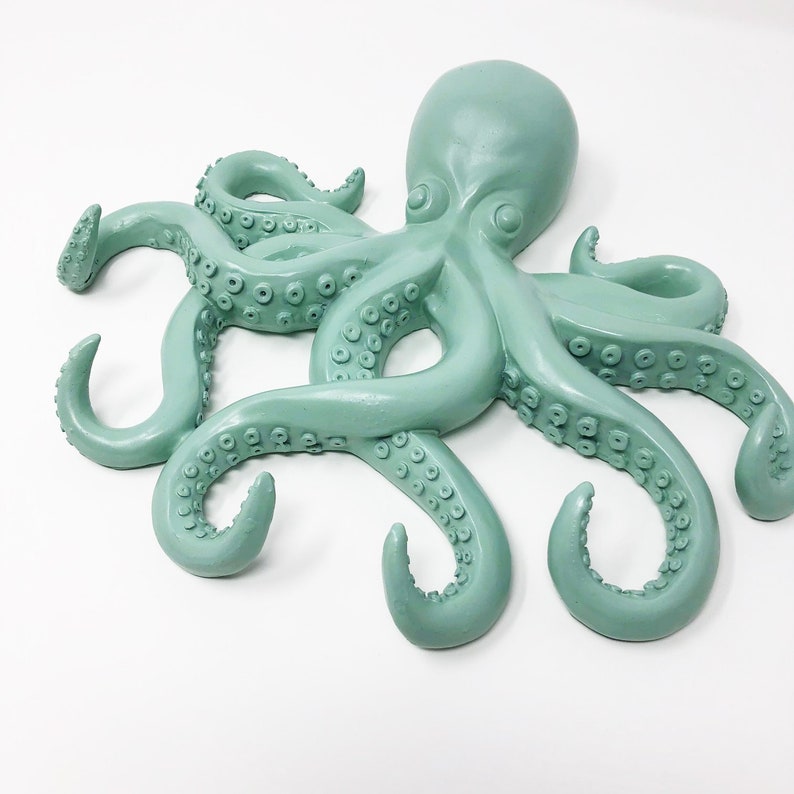 Any Color Octopus Wall Mount Hook Faux Taxidermy Jewelry Hanger Ocean Sculpture Necklace Holder Nautical Bathroom