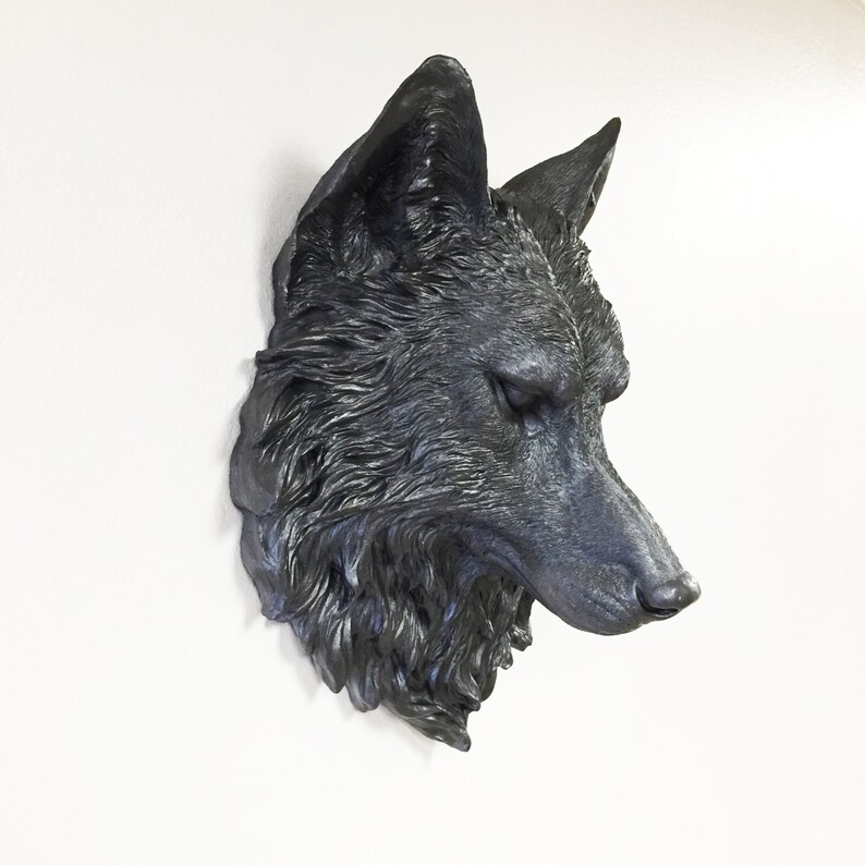 ANY COLOR Faux Taxidermy Large Wolf Animal Head Wall Mount // Etsy