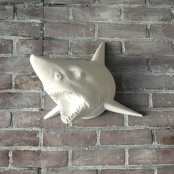 stuffed shark head wall decor
