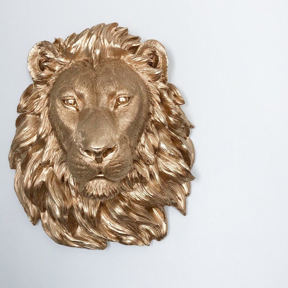 Any Color Or Gold Lion Head Wall Mount Faux Taxidermy 3d Etsy