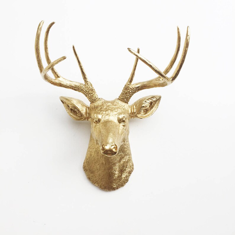 Any Color Or Gold Deer Head Wall Mount Antlers Stag Hanging Rustic Decor Faux Taxidermy Fake Animal Heads Cabin