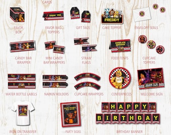 FNAF Birthday Favors Fnaf Party Printable Five Night's at Freddy's