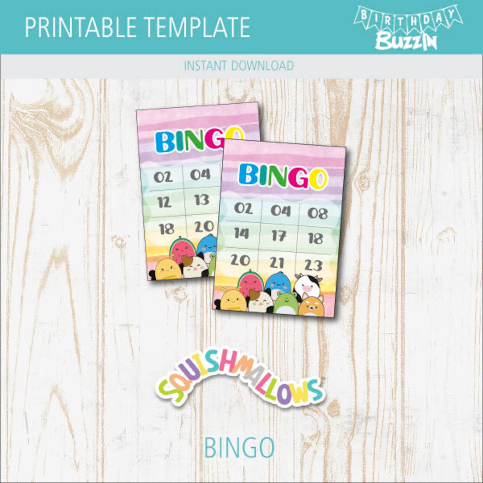 Printable Squishmallow Bingo Game - Birthday Party Game and Activity ...