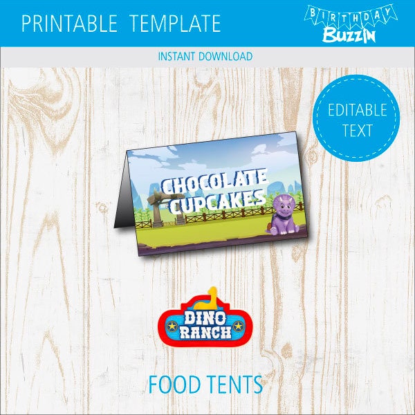 Dino Ranch Food Tents - Party Supplies, Place/Name Cards, Printable, Templates etc Instant download